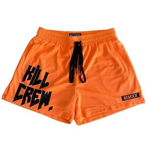Kill Crew Muay Thai Shorts (Mid Thigh Cut) - Orange XL